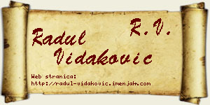Radul Vidaković vizit kartica